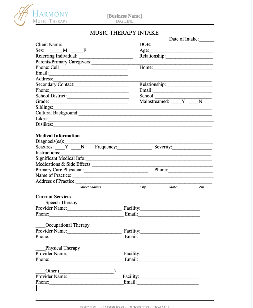 Pediatric Intake Comprehensive *Single Item*