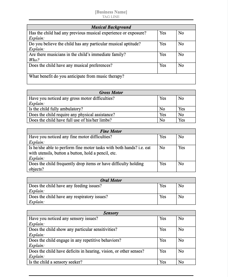 Pediatric Intake Comprehensive *Single Item*