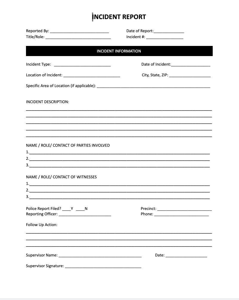 Incident Report Form